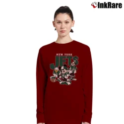 Women’s New York Jets Mickey Donald Goofy Football Long-Sleeve Top in maroon | Sleek, Versatile, All-Season