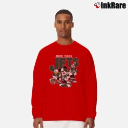 Men’s New York Jets Mickey Donald Goofy Football Long-Sleeve Shirt in red | Sleek, Lightweight, Year-Round Wear