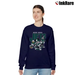 Women’s New York Jets Mickey Donald Goofy Football Relaxed Sweatshirt in navy | Soft, Laid-Back Vibe