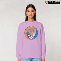 Women’s New York Knicks Basketball Grateful Dead for Music and Sports Fans Relaxed Sweatshirt in light pink | Soft, Laid-Back Vibe