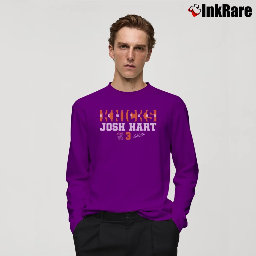 Men’s new york knicks josh hart for NBA Basketball Fans Long-Sleeve Shirt in purple | Sleek, Lightweight, Year-Round Wear