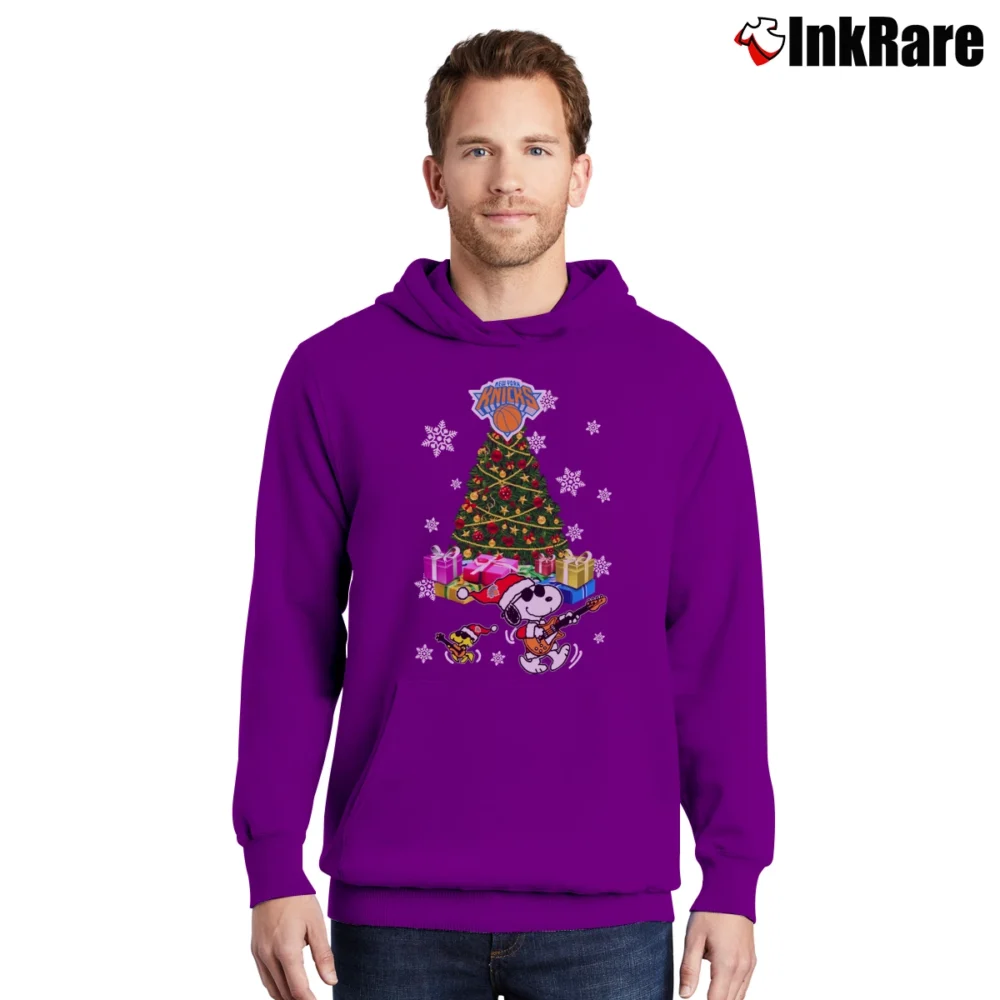 Men’s New York Knicks Snoopy Ugly Christmas Pullover Hoodie in purple | Cozy, Durable, Modern Fit
