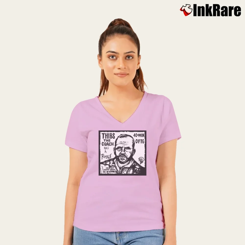 Women’s New York Knicks Thibs The Coach Posse V-Neck Tee in light pink | Chic Neckline, Soft Texture
