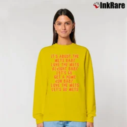 Women’s new york mets it's about the mets baby for Baseball Enthusiasts Relaxed Sweatshirt in yellow | Soft, Laid-Back Vibe