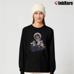 Women’s New York Mets Mickey Donald Goofy Baseball Fan Long-Sleeve Top in black | Sleek, Versatile, All-Season