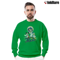 Men’s New York Mets Mickey Donald Goofy Baseball Fan Crewneck Sweatshirt in irish green | Cozy Fabric, Clean Style