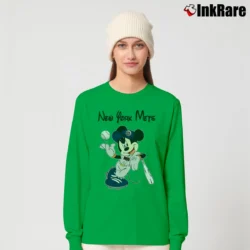 Women’s New York Mets Mickey Mouse Baseball Team Classic Long-Sleeve Top in irish green | Sleek, Versatile, All-Season