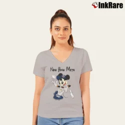 Women’s New York Mets Mickey Mouse Baseball Team Classic V-Neck Tee in sport grey | Chic Neckline, Soft Texture