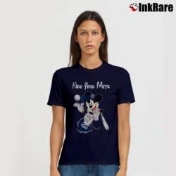 Women’s New York Mets Mickey Mouse Baseball Team Signature T-Shirt in navy | Soft, Flattering Fit