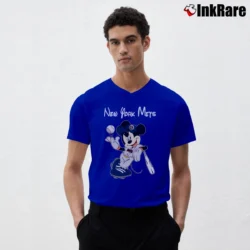 Men’s New York Mets Mickey Mouse Baseball Team V-Neck Tee in royal blue | Sharp, Breathable, Everyday Staple