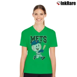 Women’s new york mets mr met for Baseball Fans V-Neck Tee in irish green | Chic Neckline, Soft Texture