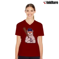 Women’s New York Mets Peter Alonso Polar Bear V-Neck Tee in maroon | Chic Neckline, Soft Texture