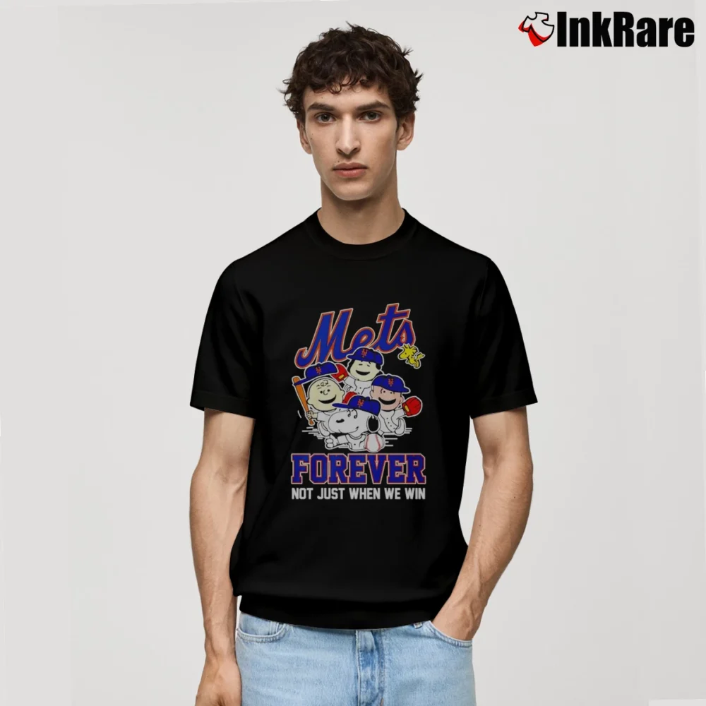 Men’s New York Mets Snoopy Forever Not Just When We Win Classic T-Shirt in black | Soft, Breathable Everyday Wear