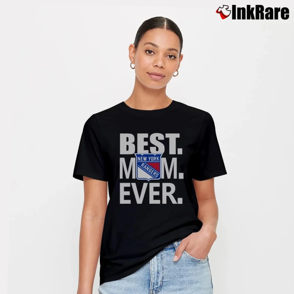 Women’s New York Rangers Best Mom Ever Hockey Team Signature T-Shirt in black | Soft, Flattering Fit