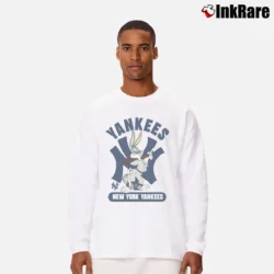 Men’s New York Yankees Looney Tunes Baseball Fan Long-Sleeve Shirt in white | Sleek, Lightweight, Year-Round Wear