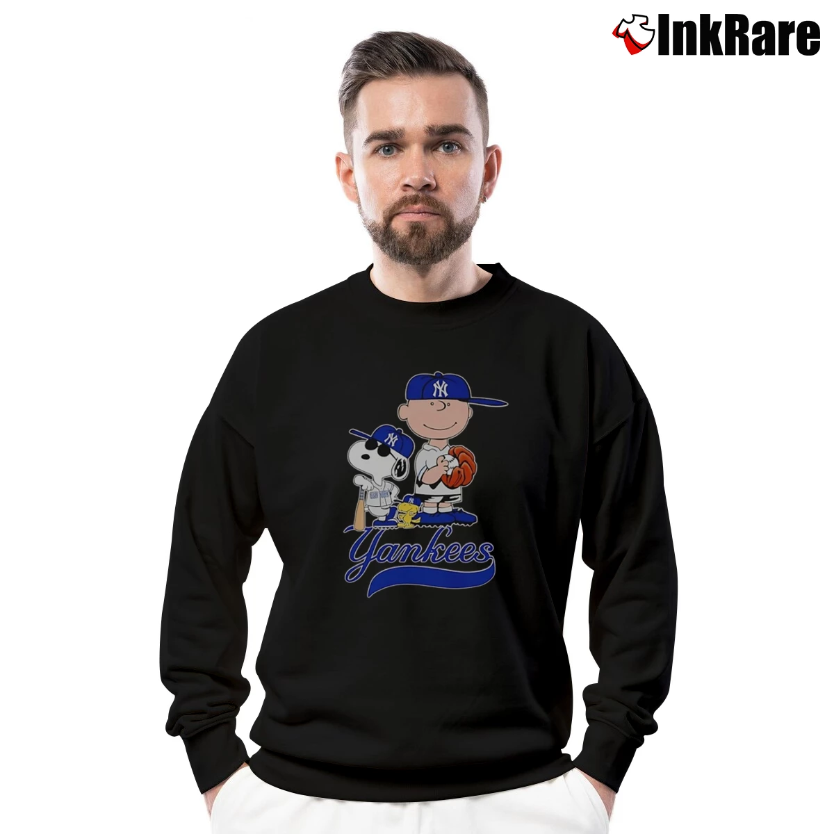 New York Yankees X Snoopy And Charlie Brown Men’s Crewneck Sweatshirt in black – Soft & Durable Men’s New York Yankees X Snoopy And Charlie Brown Crewneck Sweatshirt in black | Cozy Fabric, Clean Style