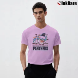 Men’s NFL Carolina Panthers Looney Tunes Football Fan V-Neck Tee in light pink | Sharp, Breathable, Everyday Staple