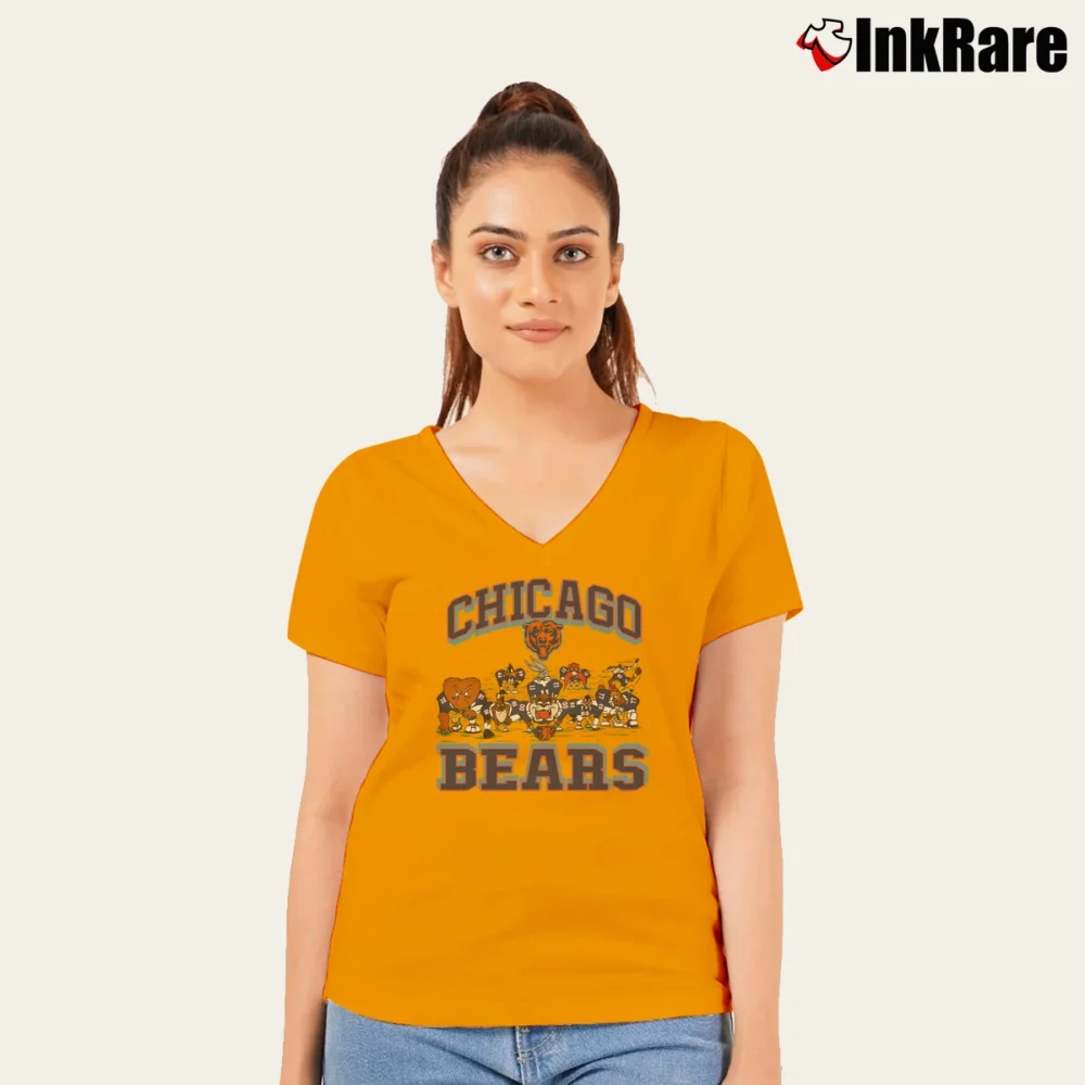 Women’s NFL Chicago Bears Looney Tunes Football Classic V-Neck Tee in orange | Chic Neckline, Soft Texture