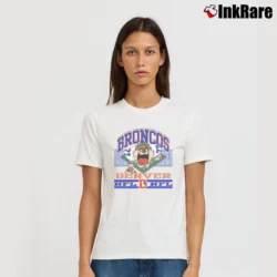 Women’s NFL Denver Broncos Taz Looney Tunes Football Signature T-Shirt in white | Soft, Flattering Fit
