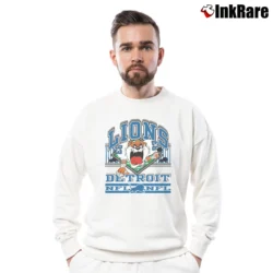 Men’s NFL Detroit Lions Taz Looney Tunes Football Crewneck Sweatshirt in white | Cozy Fabric, Clean Style