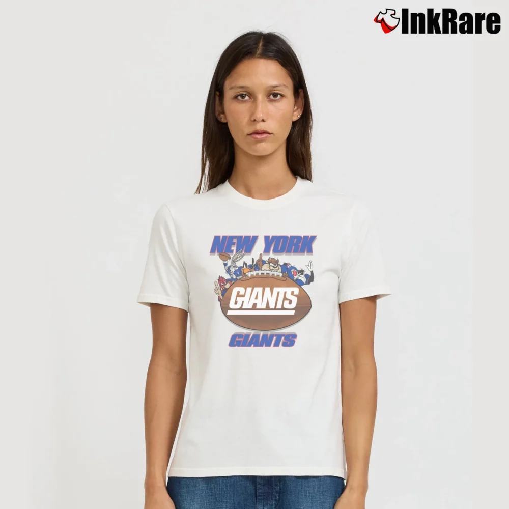 Women’s NFL New York Giants Looney Tunes Football Signature T-Shirt in white | Soft, Flattering Fit