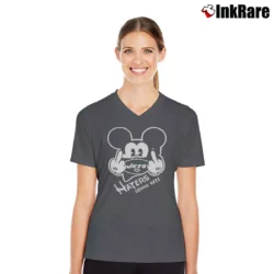 Women’s NFL New York Jets Haters Gonna Hate Mickey Mouse Disney Football V-Neck Tee in charcoal | Chic Neckline, Soft Texture