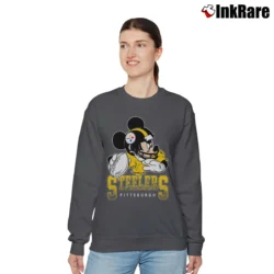 Women’s NFL Pittsburgh Steelers Mickey Mouse Football Fan Relaxed Sweatshirt in charcoal | Soft, Laid-Back Vibe