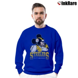 Men’s NFL Pittsburgh Steelers Mickey Mouse Football Fan Crewneck Sweatshirt in royal blue | Cozy Fabric, Clean Style