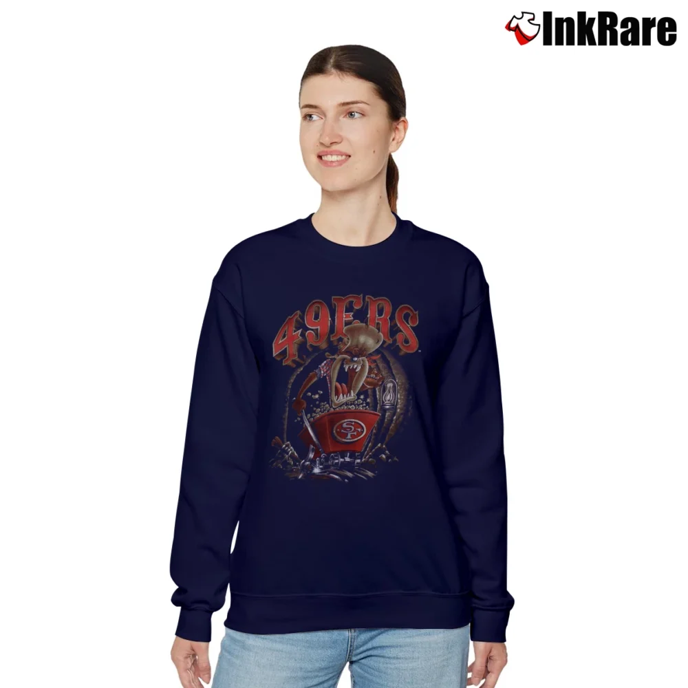 Women’s NFL San Francisco 49ers Taz Looney Tunes Football Relaxed Sweatshirt in navy | Soft, Laid-Back Vibe