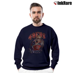 Men’s NFL San Francisco 49ers Taz Looney Tunes Football Crewneck Sweatshirt in navy | Cozy Fabric, Clean Style