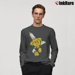 Men’s NGK Spark Plugs Mascot Graphic Long-Sleeve Shirt in charcoal | Sleek, Lightweight, Year-Round Wear