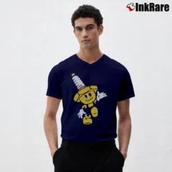 Men’s NGK Spark Plugs Mascot Graphic V-Neck Tee in navy | Sharp, Breathable, Everyday Staple