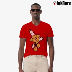 Men’s NGK Spark Plugs Mascot Graphic V-Neck Tee in red | Sharp, Breathable, Everyday Staple