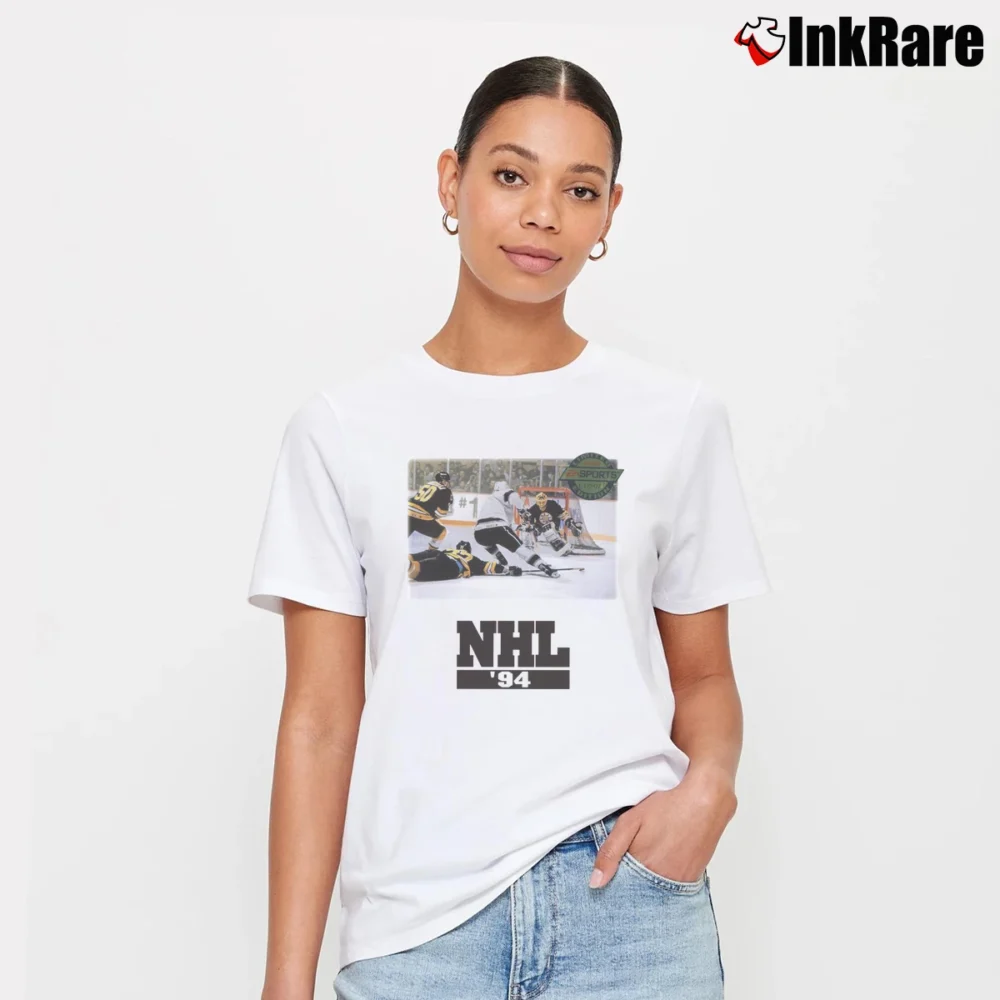 Women’s Nhl 94 Classic Video Game Box Art Signature T-Shirt in white | Soft, Flattering Fit