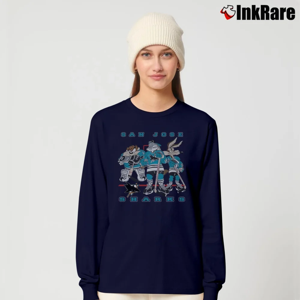 Women’s NHL San Jose Sharks Looney Tunes Ice Hockey Long-Sleeve Top in navy | Sleek, Versatile, All-Season