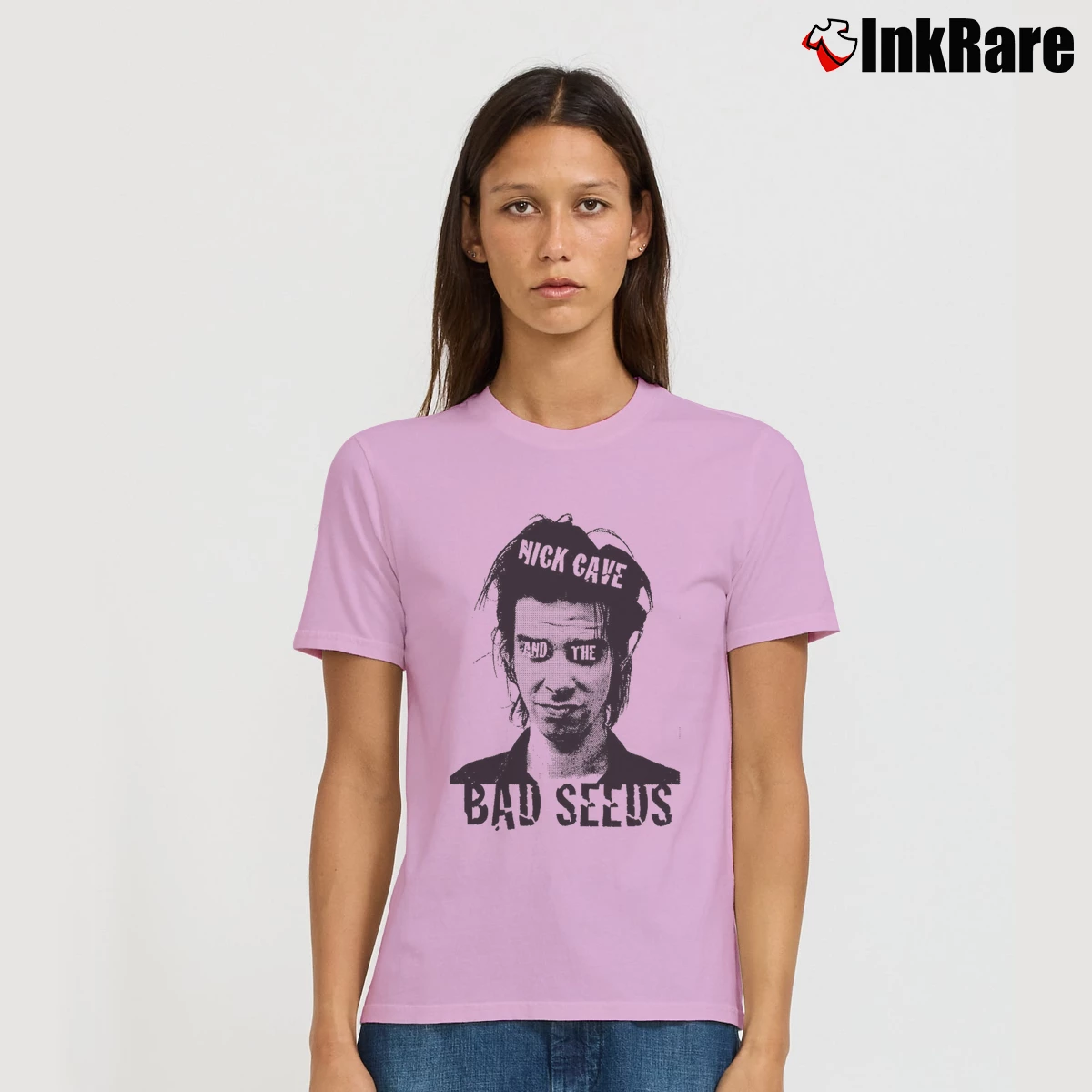 Women’s Nick Cave And The Bad Seeds Band Music Signature T-Shirt in light pink | Soft, Flattering Fit