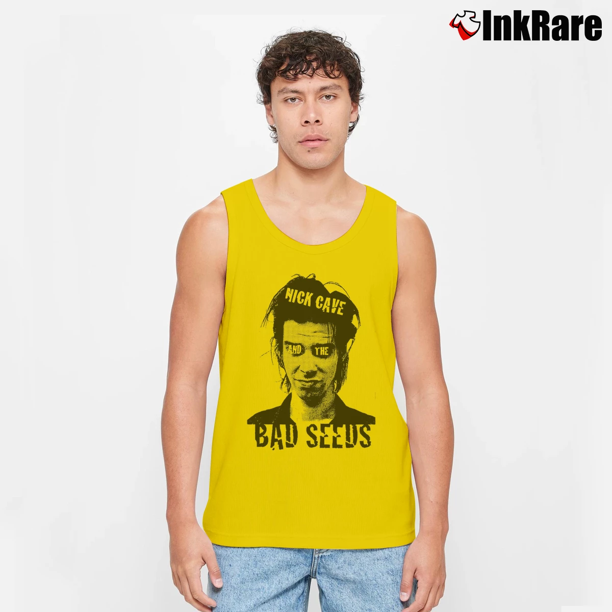 Men’s Nick Cave And The Bad Seeds Band Music Tank Top in yellow | Breathable, Active-Friendly Design