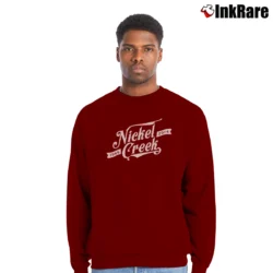 Men’s Nickel Creek 2014 Music Tour Crewneck Sweatshirt in maroon | Cozy Fabric, Clean Style