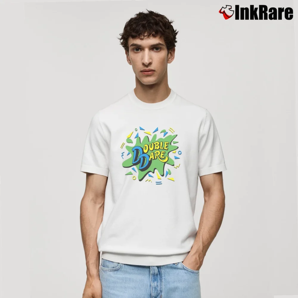 Men’s Nickelodeon Double Dare Logo Classic T-Shirt in white | Soft, Breathable Everyday Wear