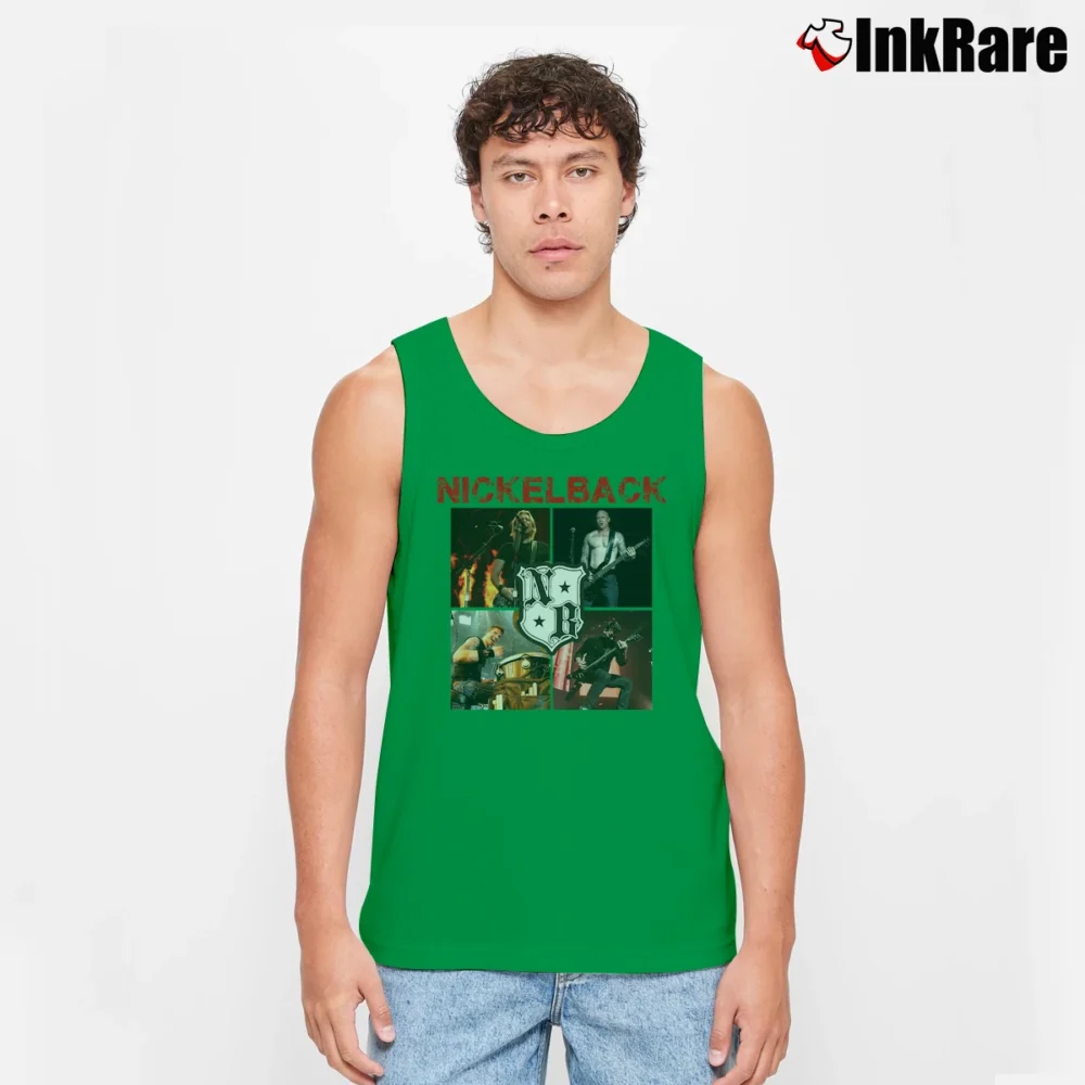 Men’s nickleback perform on stage rock concert photo Tank Top in irish green | Breathable, Active-Friendly Design