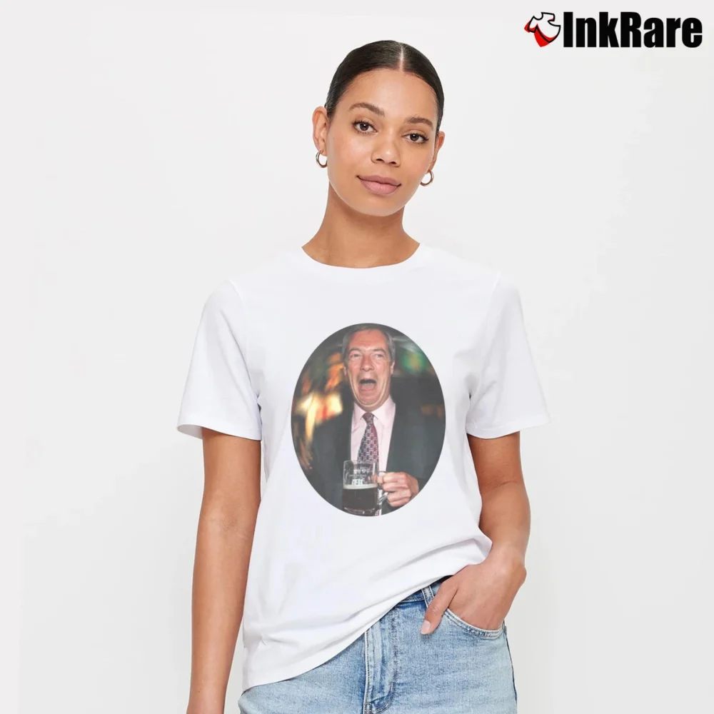 Women’s Nigel Farage Political Statement Signature T-Shirt in white | Soft, Flattering Fit