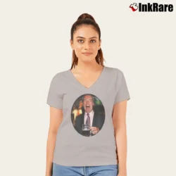 Women’s Nigel Farage Political Statement V-Neck Tee in sport grey | Chic Neckline, Soft Texture