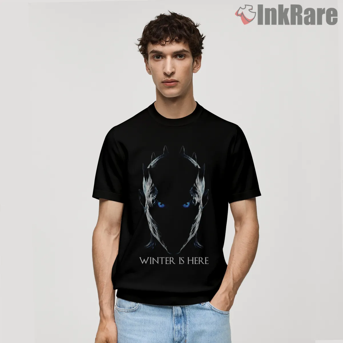 Night King Winter Is Here Blue Eyes Minimal Short Sleeve Black Night King Winter Is Here Blue Eyes Minimal Shirt on black short sleeve shirt for men graphic tee