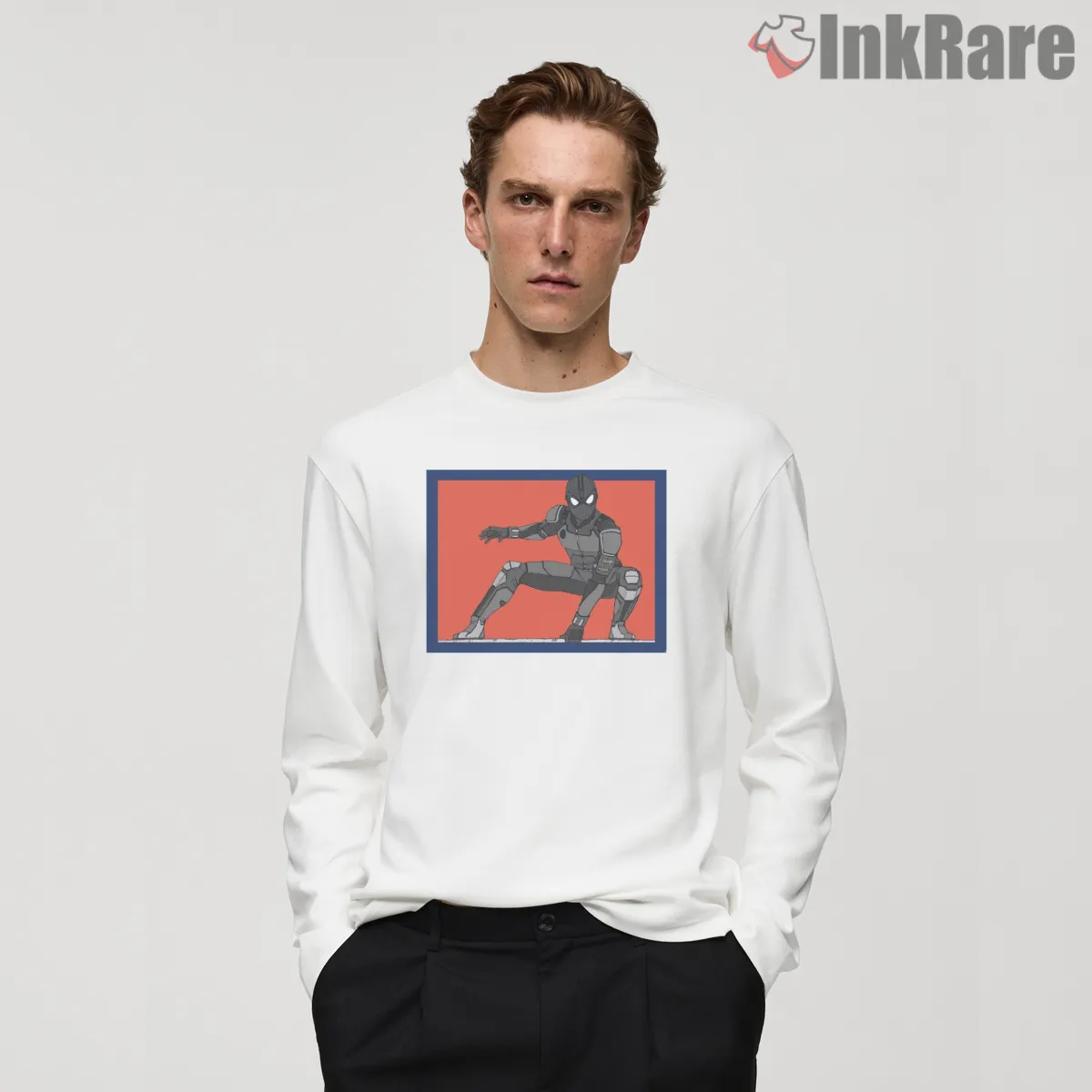 Night Monkey Stealth Suit Minimal Action Long Sleeve White Night Monkey Stealth Suit Minimal Action Shirt on white long sleeve shirt for men graphic tee