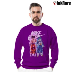 Men’s Nike Goku And Vegeta Mashup Crewneck Sweatshirt in purple | Cozy Fabric, Clean Style