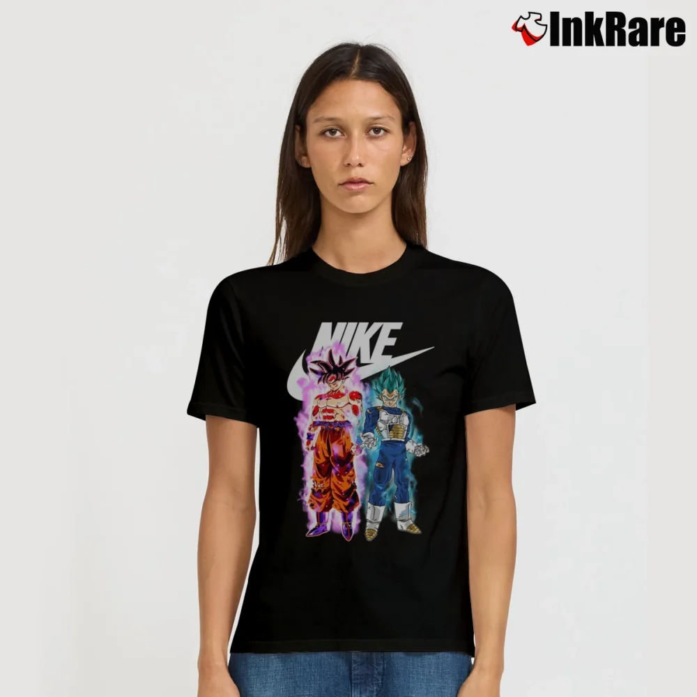 Women’s Nike Goku And Vegeta Mashup Signature T-Shirt in black | Soft, Flattering Fit