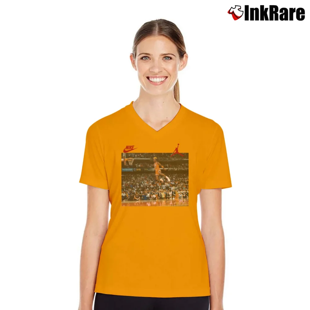 Women’s Nike Jordan Sportswear 1988 Dunk V-Neck Tee in orange | Chic Neckline, Soft Texture