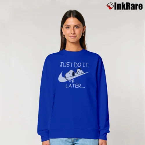 Women’s Nike Just Do It Later Snoopy Relaxed Sweatshirt in royal blue | Soft, Laid-Back Vibe
