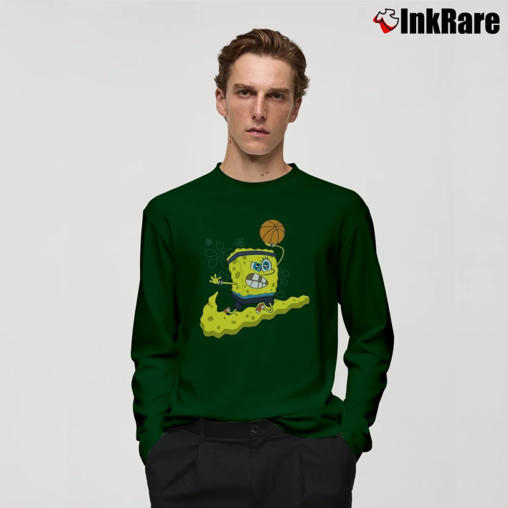 Men’s Nike Kyrie Spongebob Dri Fit Patrick Star Long-Sleeve Shirt in forest green | Sleek, Lightweight, Year-Round Wear