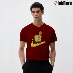 Men’s Nike Kyrie Spongebob Dri Fit Patrick Star V-Neck Tee in maroon | Sharp, Breathable, Everyday Staple